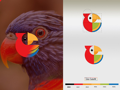 Parrot logo app brand branding character design dribbble first shot flat design graphic design icon identity illustration illustrator ios logo parrot typography ui ux vector web