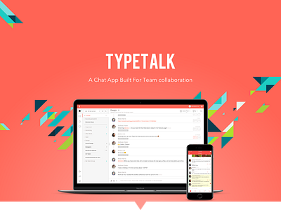 Typetalk abstract blue chat chat app chat bubble desktop gradient green ios mockup orange orange juice slack team topic groups triangles typetalk ui ux