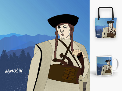 Juraj Jánošík - a famous Slovak highwayman character character art design history illustration janosik legend novels poems slovakia slovensko vector