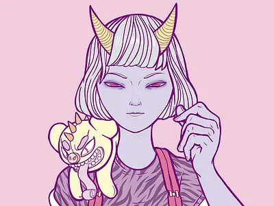 Oni Girl adobe art characterdesign colors design draw girl illustration photoshop