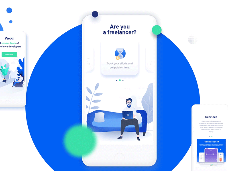 Freelance section | Webiz gradient illustration interaction landing marketing ui ux web webdesign website