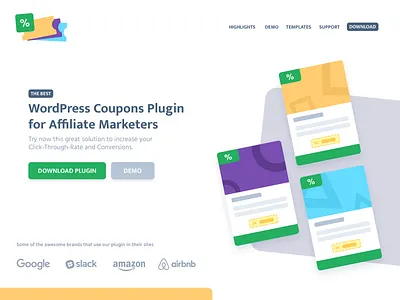 Website Header - WP Coupons Plugin design flat header hero home homepage web website wordpress wp
