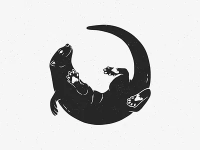 Otter animal black distressed illustration otter water animal wild