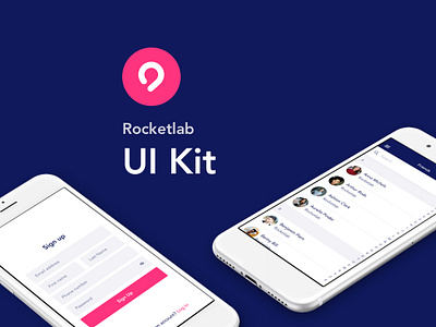 Rocketlab UI kit chat clean design friends list login menu messages modern settings sign up simple ui ui kit ux design