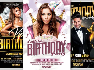 Birthday Bundle Flyer Template advertising birthday birthday bash birthday flyer birthday invitation black and gold bundles event event flyer flyer bundle flyer design flyer template party event party flyer template design ui