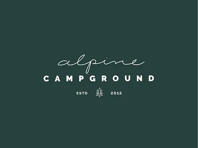 Alpine Campground branding camp campground design flat illustration logo pine tree tree logo typography vector