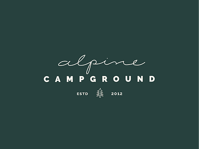 Alpine Campground branding camp campground design flat illustration logo pine tree tree logo typography vector