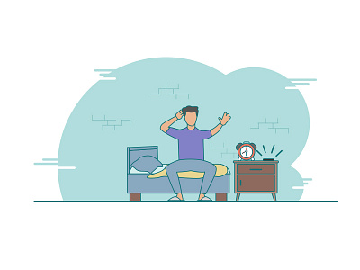 Guy waking up in the morning illustration bedroom character characterdesign characterillustration conceptdesign dude flatdesign illustration illustrator morning mornings waking up waking up in the morning webapp