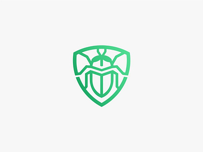Monoline Bug in Shield Logo icon animal bug creative green icon idea insect line art logo mono line monoline protection security shield