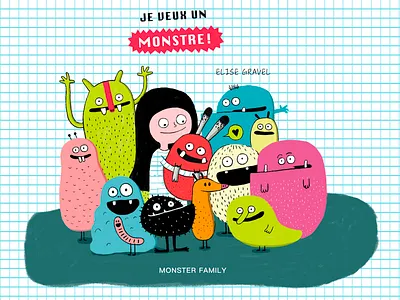 Monster family art illustration