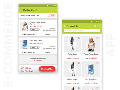 E-commerce App UI car app card cardui cart color creative design e commerce e commerce e commerce app graphics grid card gridview items listing mobile ui mobile ui kit product listing ui ux