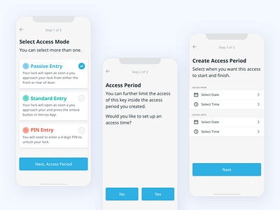 Onboarding | Smart Lock App app buttons cards date picker interace interaction ios app lock mobile app onboarding product design ui