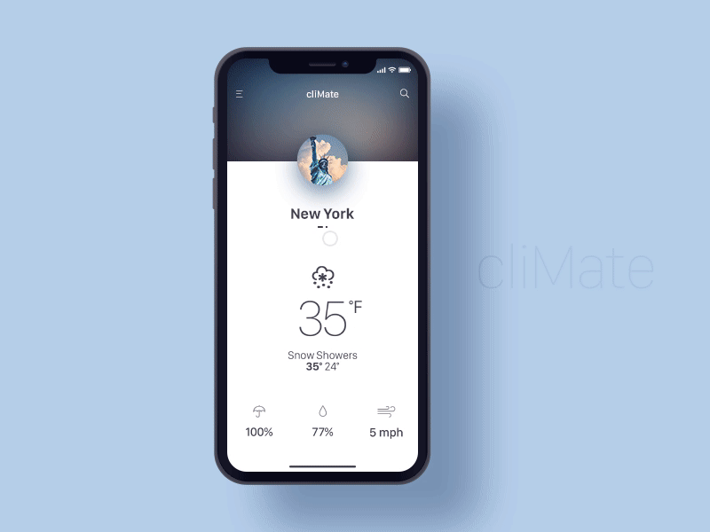 cliMate | Minimal Weather app animation app minimal mobile ui ux weather weather forecast