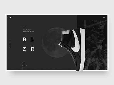 Blazer basketball black blazer design hero iceman minimal moon nike shoe sneaker trainer typography ui web web design