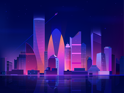 Futuristic Dhaka City ( Illustration) desgin dhaka city gradient illustration uid