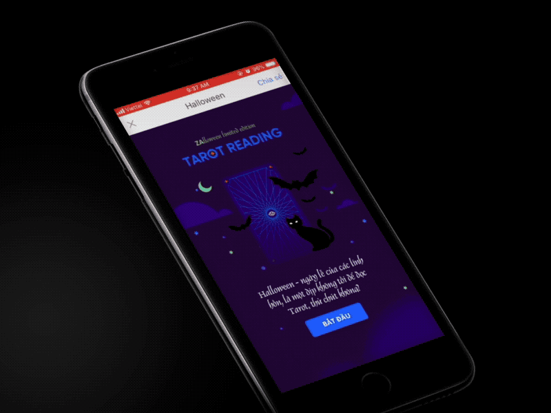 Tarot Reading: Halloween Animation animation app bat cat eye gif halloween mini game tarot tarot card tarot reading ui vietnamese
