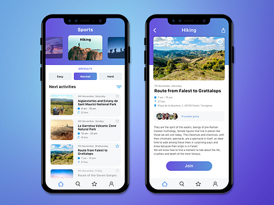 UI for Sports App app concept sports app ui ux visual design