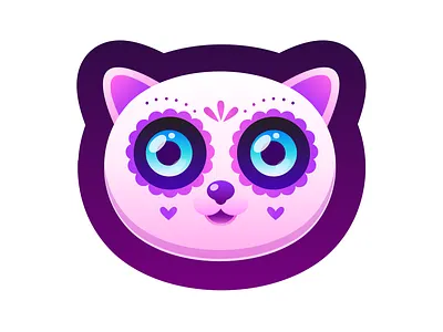 #13 cat character design halloween illustration pink purple sticker