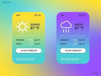 Daily UI #037 colorful daily 037 daily ui dailyui design flat forecast illustration interface rainy sunny ui ux weather weather app weather cast weather forecast weather icon web widget