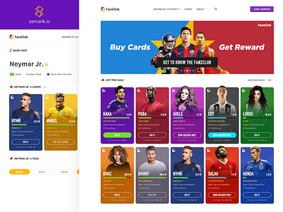 FanzClub blockchain design interface sports web deisgn