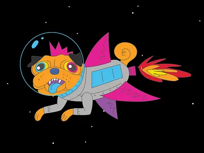 Pug O Naut animated short animation character design concept illustration motion design pug trolli