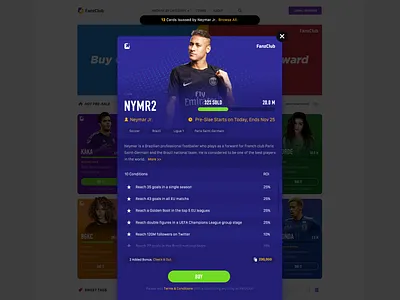 FanzClub blockchain design interface sports web design