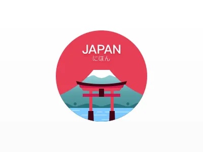 Japan fuji illustration japan red torii water