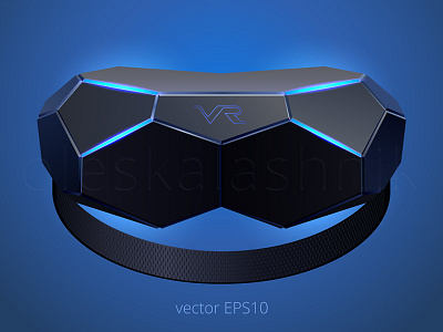 VR headset. Futuristic design. 3d black blue concept cyber design device future gadget glasses goggles headset mask original realistic reality technology vector virtual vr