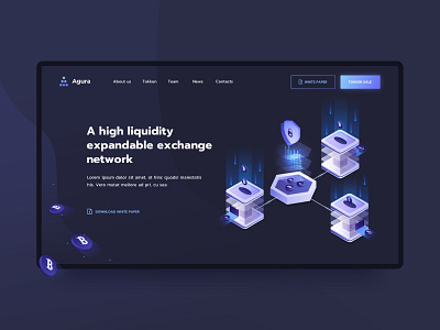 Agura Network bitcoin btc crypto eth isometry landing neon purple ui ux web website