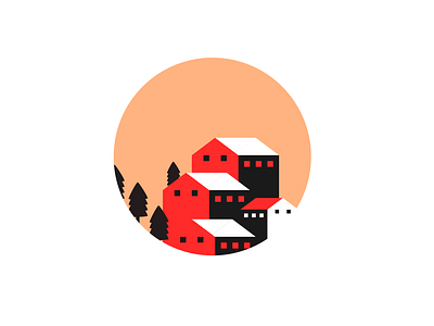 Real Estate 8 building design flat greys hills houses icon illustration landscape logo orange red tree trees vector white