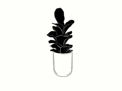 my office plant next step art artrage black white bureau digital digital 2d illustration office plant pott rebelle sketch