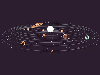 Pluto earth graphic design illustration jupiter line mars mercury minimal moon neptune pluto retro saturn simple sun uranus venus