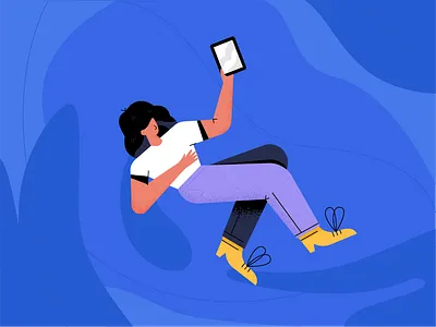 Floating character 2d animation character float girl human ipad styleframe video