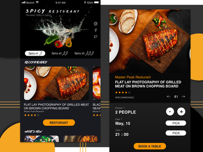 Spicy Resturant app design sketch ui ui ux design