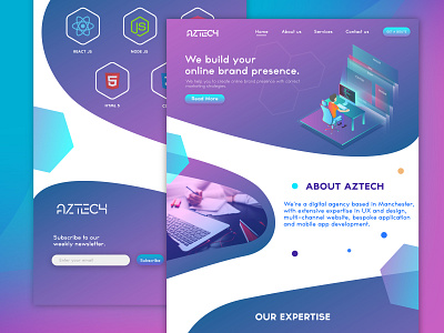 AzTECH Landing Page app appdesign branding cards design dribbble header illustration interaction interactive iphone lettering logo typography ui uidesign ux vector web website