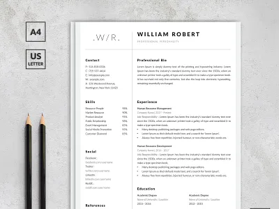 Elegant Resume & Cover Letter business clean cover letter creative cv cv design design elegant job cv job experience layout minimal minimalist modern professional resume simple templates