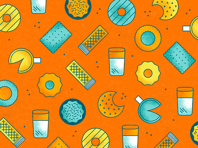 National Cookie Day art bright cookie design dots food geometric gradient grit illustration milk orange outline pattern pie rough simple sprinkles texture vector