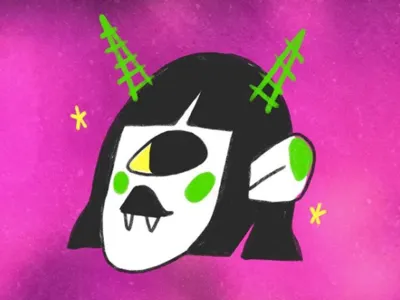 Portrait alien character character design demon design devil girl illustration logo procreate texture ufo