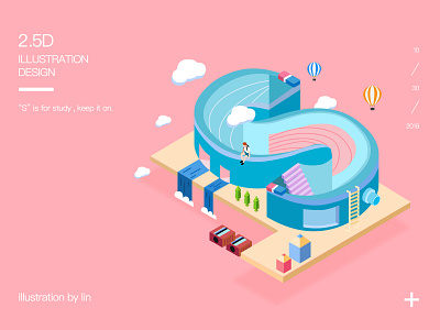 "S" for study 2.5d alpha app branding coloful design illustration logo pink popular simple sketch symbol typography ui