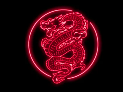 Neon Dragon 80s asia china japan neon retro sign vintage