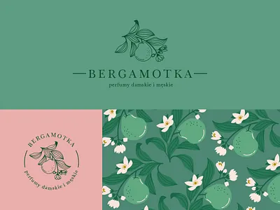 Bergamotka botanic design flower flower logo green logo perfumes pink retro romantic vintage
