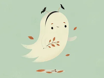 Autumn Leaves Picking autumn autumn leaves bat bats costume cute digital illustration fall ghost halloween halloween costume illustration illustrator leaves