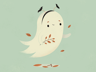 Autumn Leaves Picking autumn autumn leaves bat bats costume cute digital illustration fall ghost halloween halloween costume illustration illustrator leaves