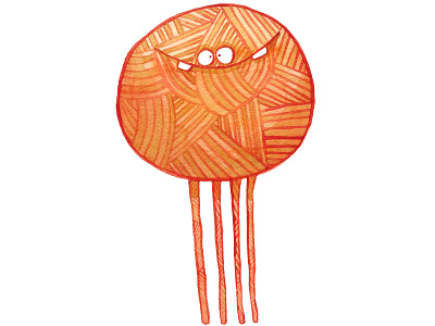 Poofy Orange Yarn illustration orange poofy watercolor