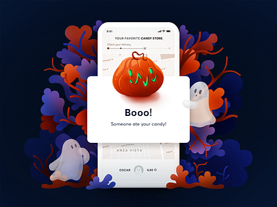 Error message - Halloween edition autumn blue ghost halloween illustration nature orange pumpkin shapes sweet ui