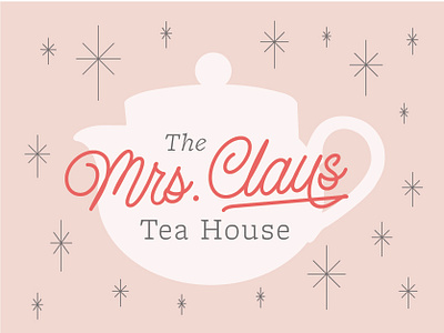 Mrs. Claus Tea House 50s branding candy cane christmas card holiday party kids event mrs. claus party popup snowflakes tea house teapot