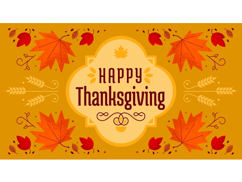 Happy Thanksgifing animation autumn fall gif graphic design harvest illustration leaves maple leaf motion graphics quatrefoil thanksgiving