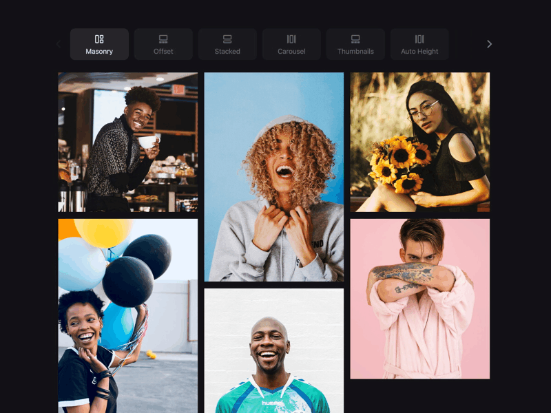 Block Gallery: Gallery Transforms block clean design gallery gutenberg minimal photo theme website wordpress