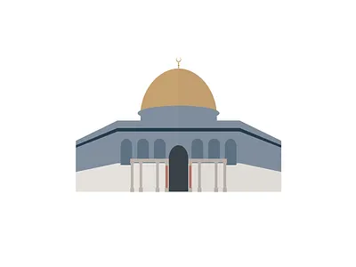 Dome of the Rock architechture flat graphic icon illustration jerusalem minimal vector
