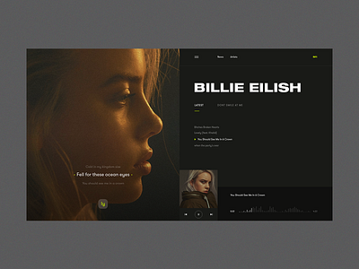 M1 - Music Player Concept album billie eilish layout lyrics music music artwork music player music player ui player ui ux